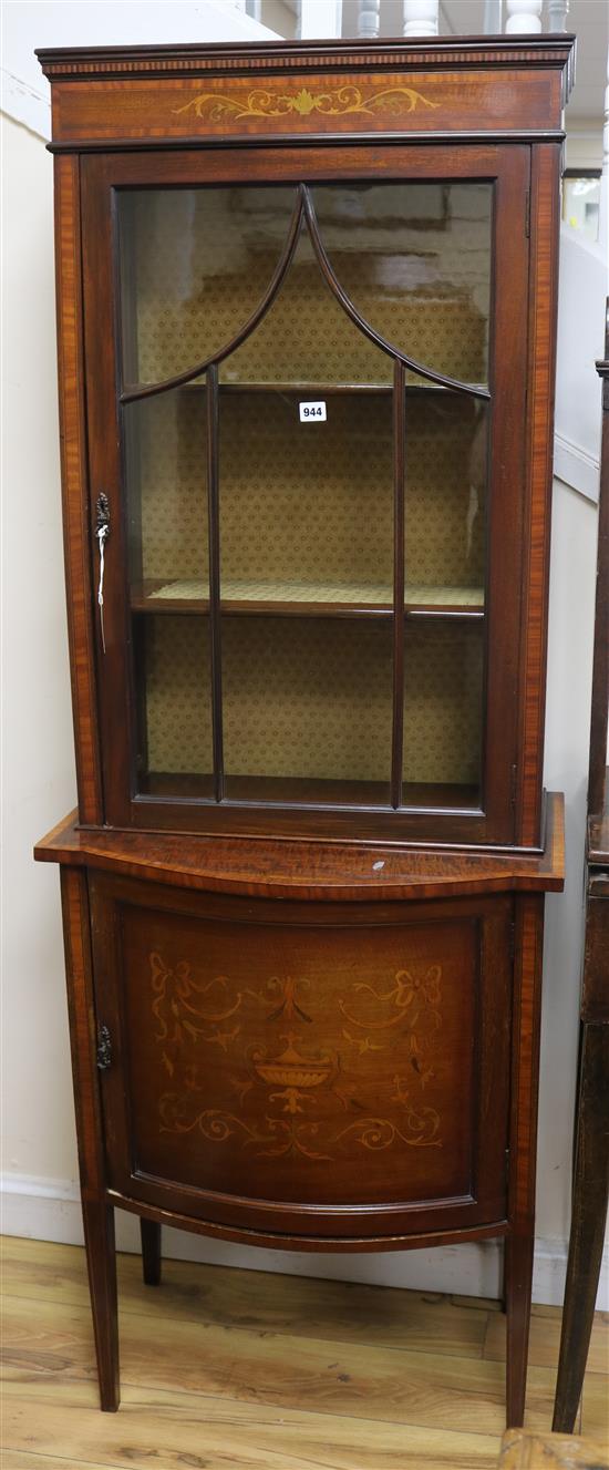 An Edwardian inlaid mahogany display cabinet, W 66.5cm